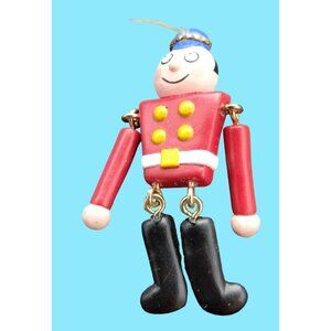 Toy Soldier Pin Brooch Holiday Christmas Dangle Legs Arms Jewelry
